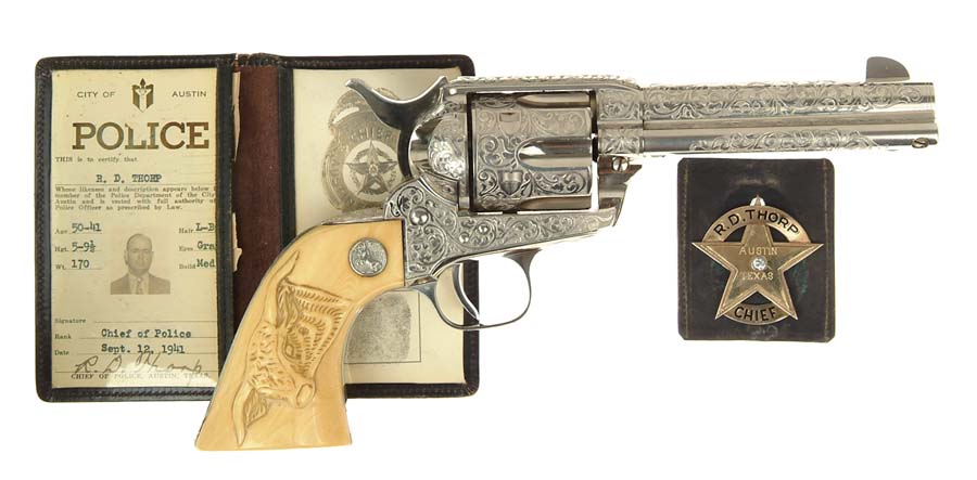 Appraisal: FACTORY ENGRAVED LAW ENFORCEMENT USED COLT SINGLE ACTION ARMY REVOLVER