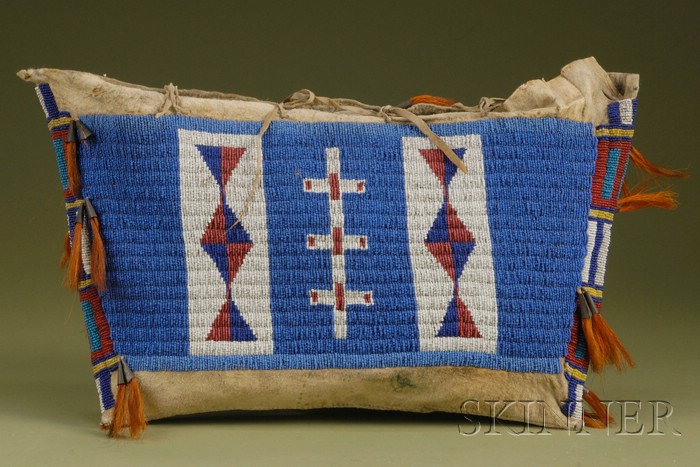 Appraisal: Plains Beaded Hide Possible Bag c beaded on the front