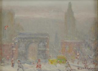 Appraisal: BERTHELSEN Johann Oil on Board Washingto Square Park New York