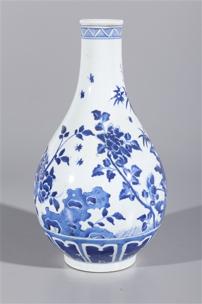 Appraisal: Chinese blue and white porcelain vase with birds and flowers