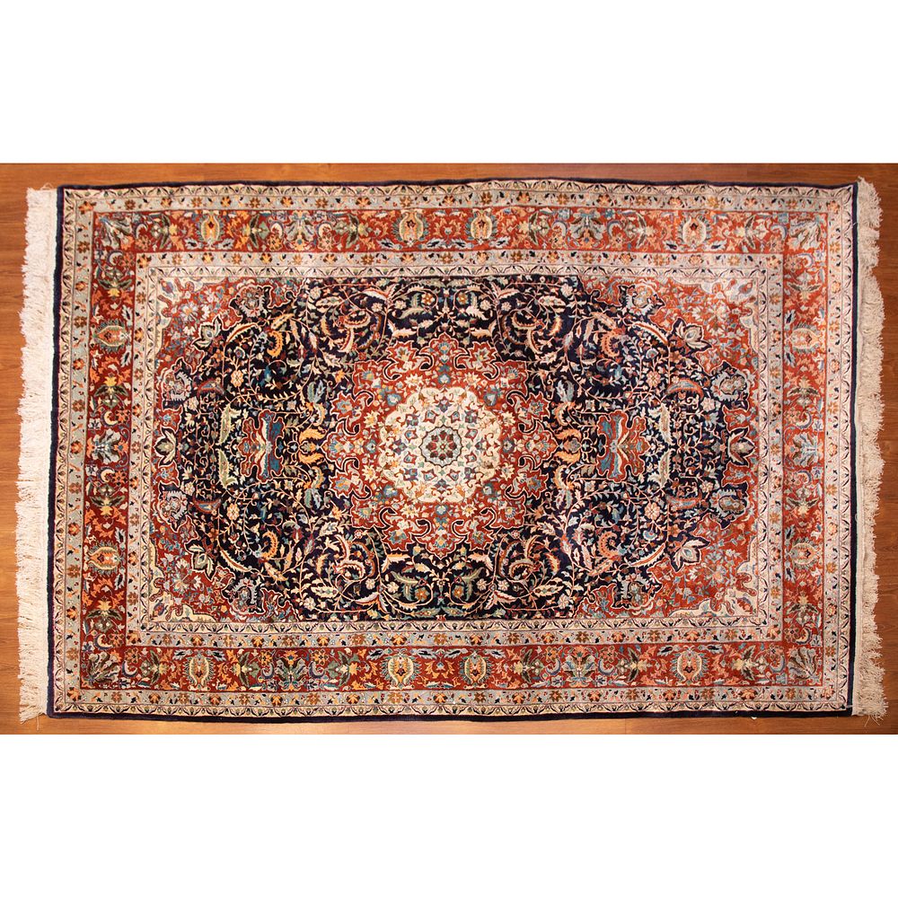 Appraisal: Silk Sino Tabriz Rug China x Modern hand knotted silk