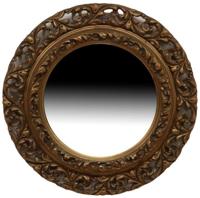 Appraisal: English gilt wood and composition round wall mirror Atsonea th