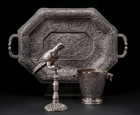 Appraisal: Indian Silver Wine Cooler first half th century of tapering