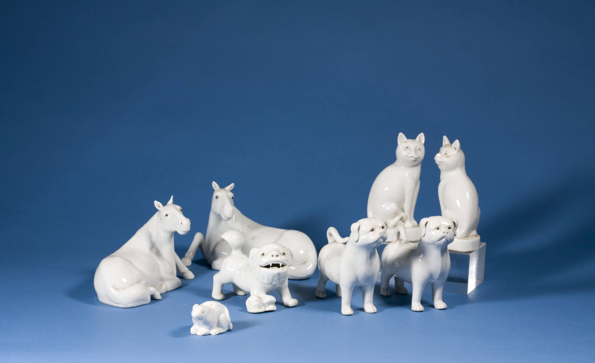 Appraisal: GROUP OF CHINESE BLANC-DE-CHINE PORCELAIN ANIMALS INCLUDING A PAIR OF