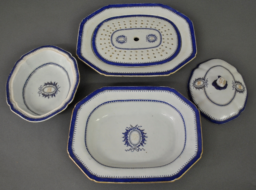 Appraisal: - Chinese porcelain meat platter c with drain h x