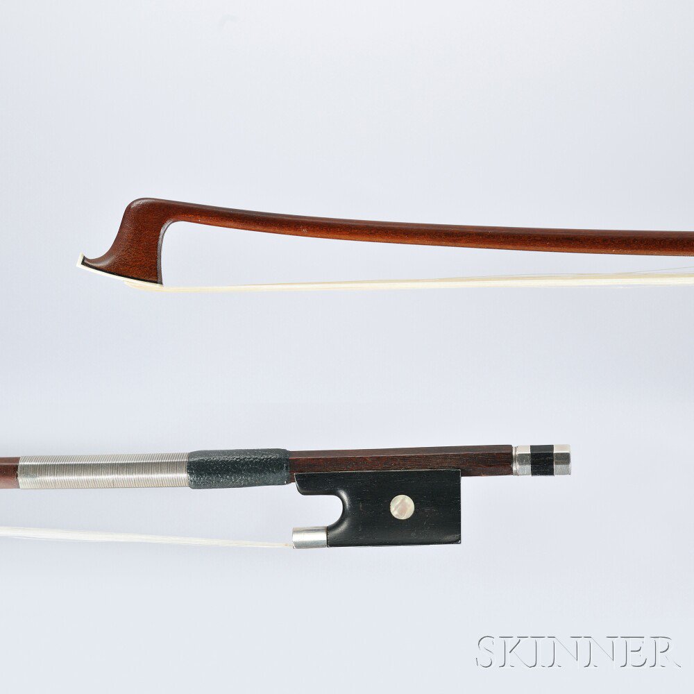 Appraisal: Silver-mounted Violin Bow the round stick with illegible stamp weight