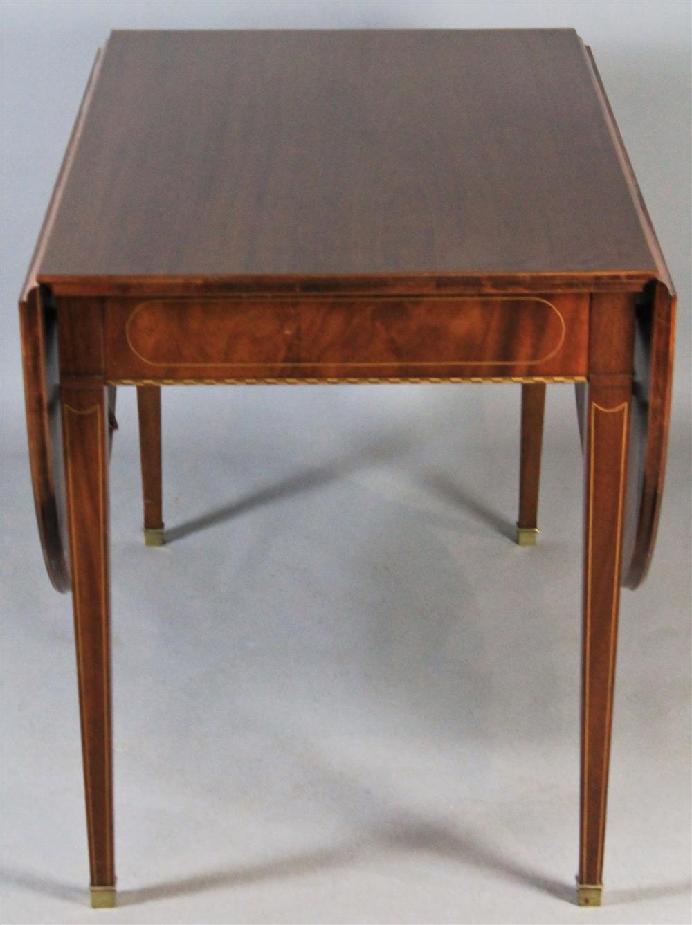 Appraisal: FEDERAL STYLE INLAID MAHOGANY BANQUET DROP LEAF DINING TABLE WITH