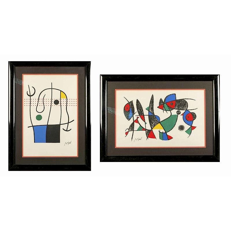 Appraisal: Two Miro Prints Two framed Miro prints Sight h x