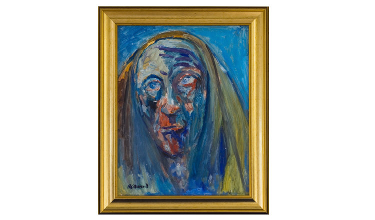 Appraisal: Lawrence Isherwood - Title Shawl Wigan Woman Oil on Board