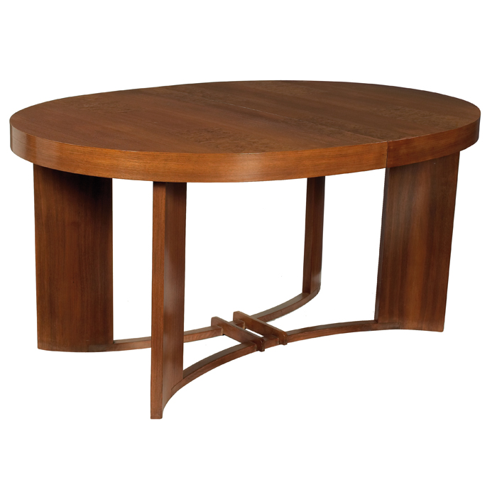 Appraisal: Gilbert Rohde dining table by Herman Miller s curved stretchers