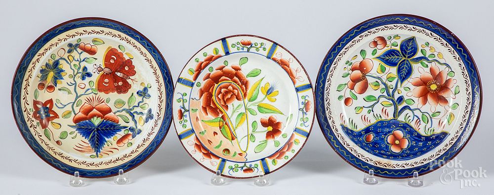 Appraisal: Three Gaudy Dutch plates Three Gaudy Dutch plates in the