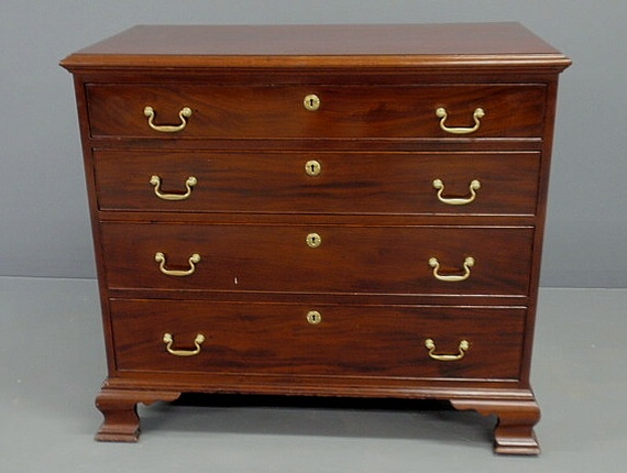 Appraisal: Chippendale mahogany chest of drawers c with a molded rectangular