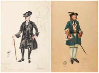 Appraisal: MSTISLAV VALERIANOVICH DOBUZHINSKY RUSSIAN - A pair of costume designs