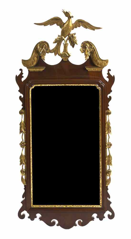 Appraisal: A Chippendale Style Mahogany and Parcel Gilt Mirror the broken