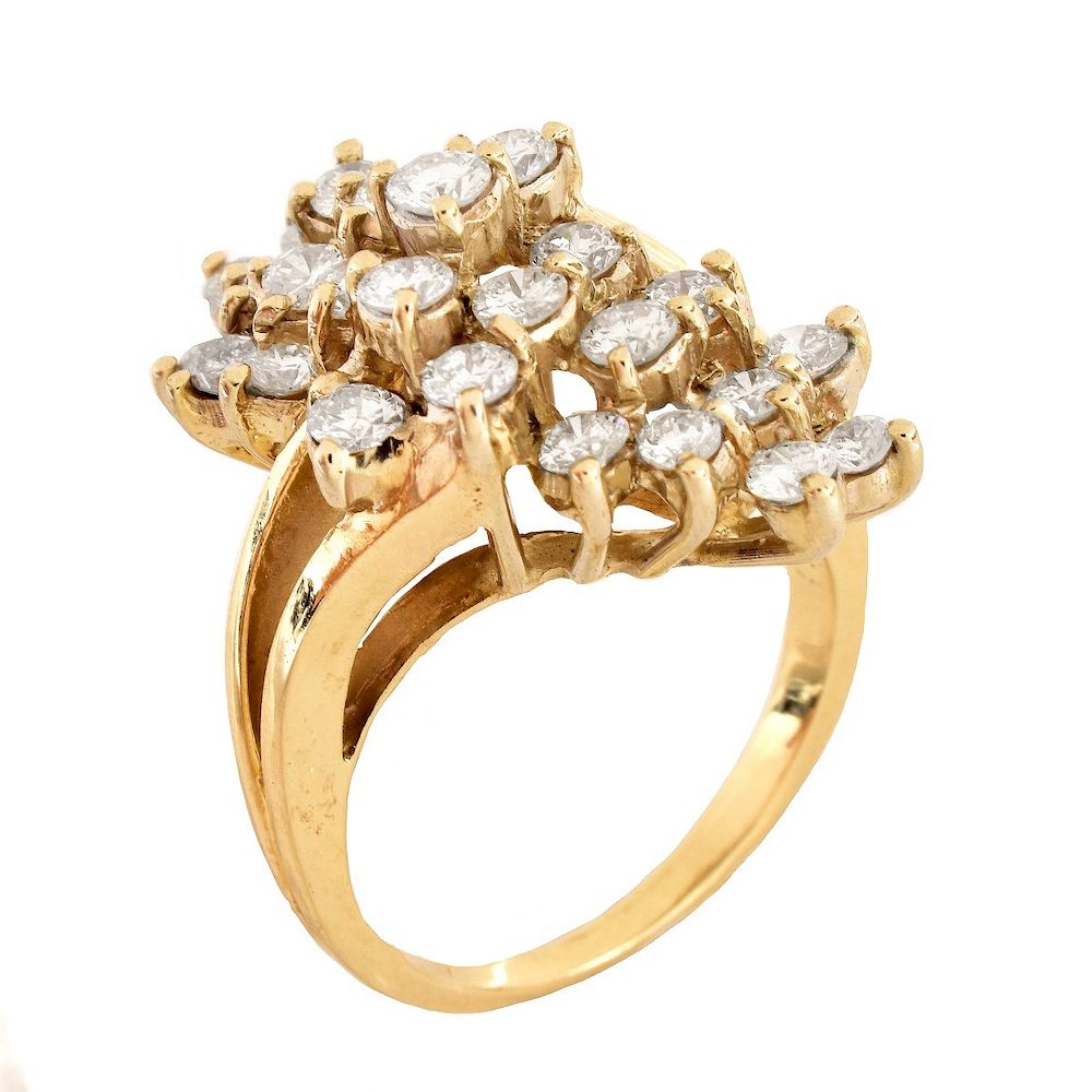 Appraisal: ct TW Diamond and K Gold Cluster Ring Vintage Approx