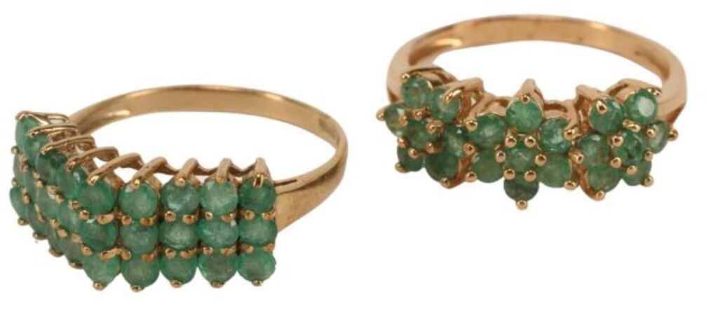 Appraisal: lot of Estate yellow gold and emerald rings including kt