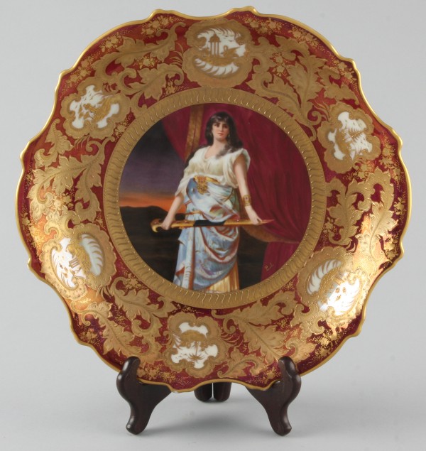 Appraisal: Judith red border with gilt accents diameter marked Judith beehive