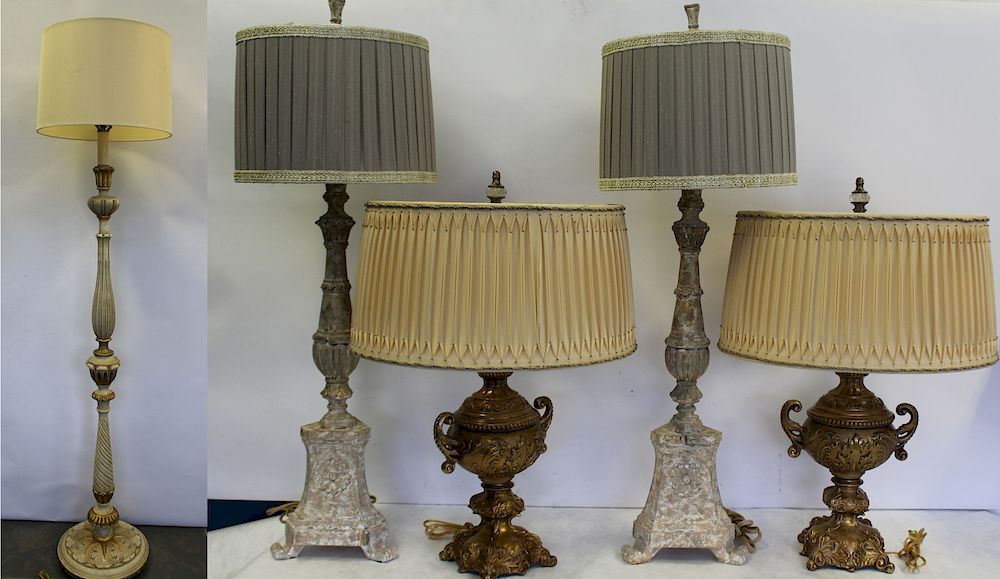 Appraisal: Vintage Lighting Lot to Include Pair of distressed wood spricket