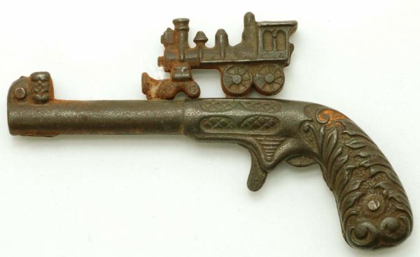 Appraisal: Cast iron Lightening Express cap gun by Kenton When trigger