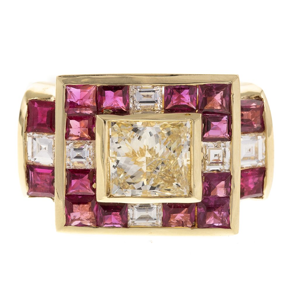 Appraisal: A ct Yellow Diamond Ruby Ring in K K yellow