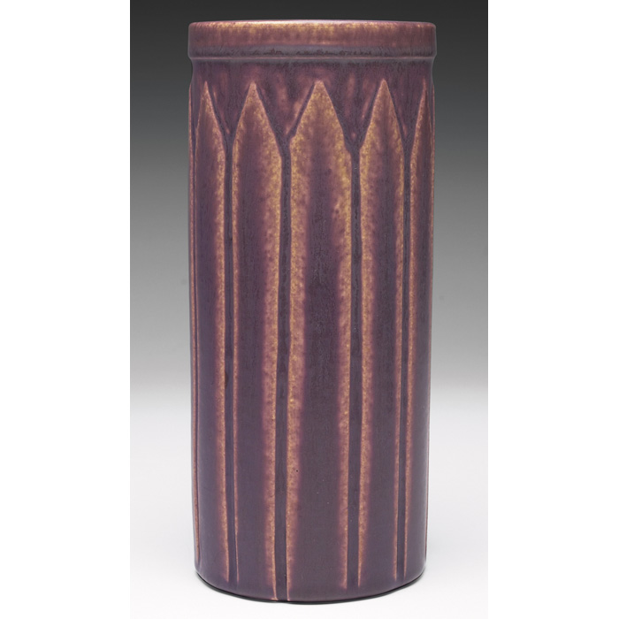 Appraisal: Rookwood vase cylindrical shape with vertical leaves covered in a