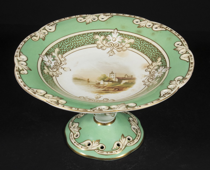 Appraisal: ENGLISH CHINA COMPOTE Victorian Porcelain Footed Serving Dish with hand