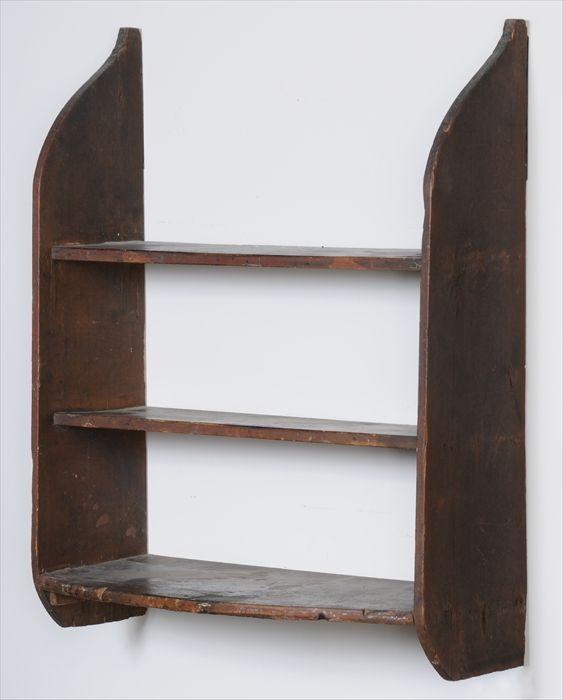 Appraisal: PINE HANGING WALL SHELF With three shelves x in