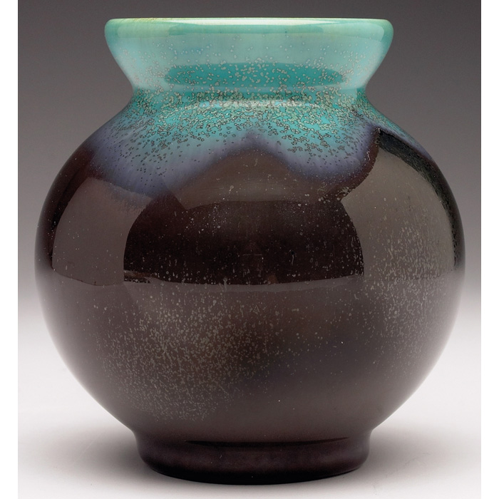 Appraisal: Rookwood vase bulbous shape under an unusual turquoise and purple