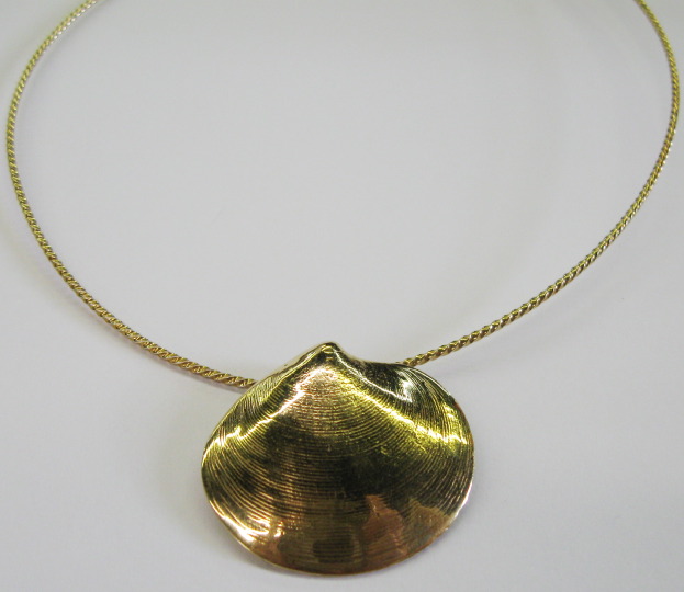 Appraisal: American Mignon Faget Fourteen-Karat Yellow Gold Wire and Shell Pendant