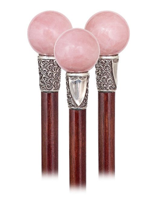 Appraisal: Hard Stone Dress Cane Ca -Plain rose quartz ball knob