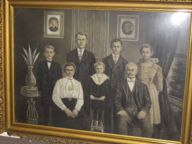 Appraisal: EMIL WERDER AMERICAN - Werder family portrait charcoal drawing signed