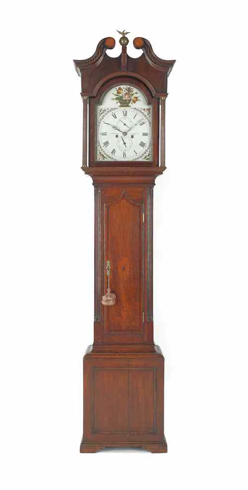 Appraisal: Georgian inlaid oak tall case clock early th c dial