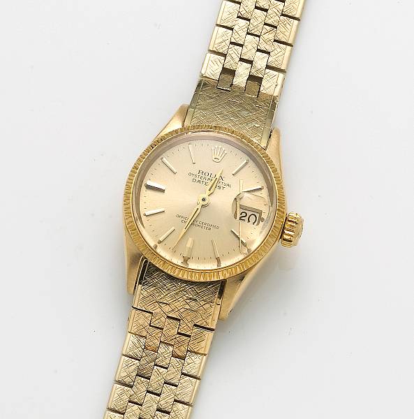 Appraisal: An k gold ladies watch head Rolex attached bracelet of