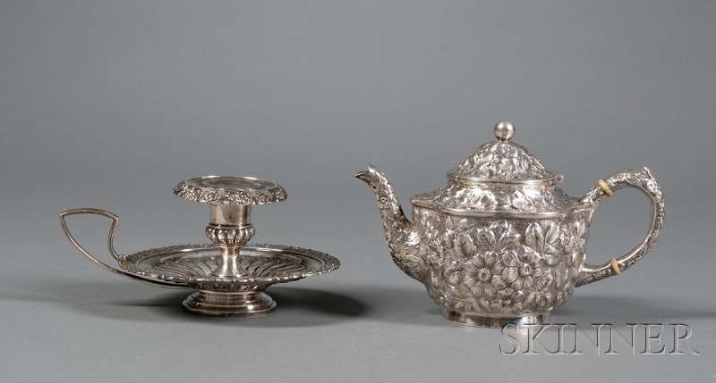 Appraisal: Two American Sterling Tablewares late th century comprising a repousse