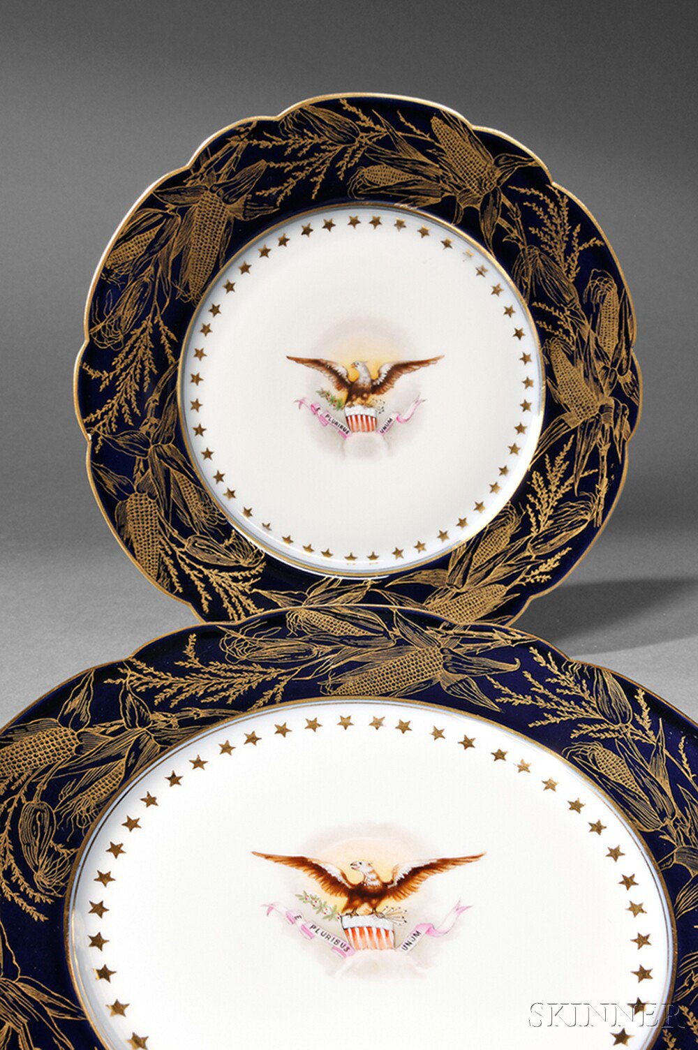 Appraisal: Two Harrison Administration White House China Plates designed by Carolyn