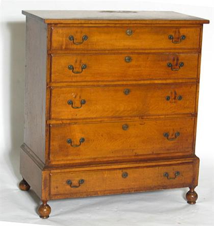 Appraisal: Maple five drawer chest new england th century Plain rectangular