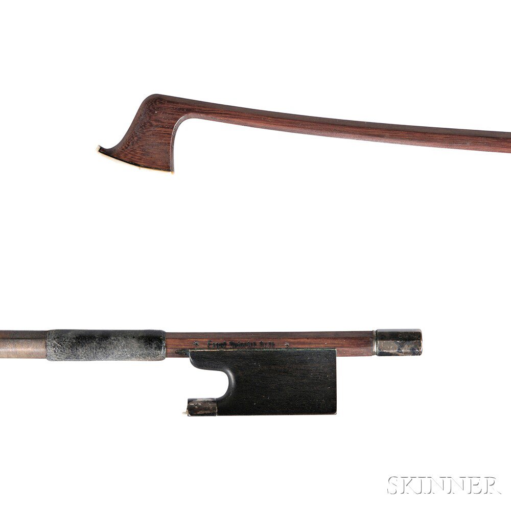 Appraisal: German Silver-mounted Violin Bow the octagonal stick stamped ERNST HEINRICH