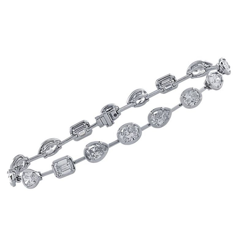 Appraisal: Diamond Fancy Shape Platinum Bracelet Diamond Fancy Shape Platinum Bracelet