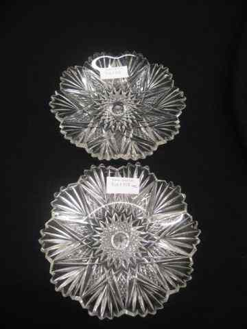 Appraisal: Pair of Cut Glass Dishes brilliant period '' hobstar center