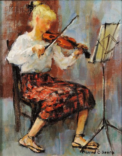 Appraisal: Mildred C Jones American - Young Violinist Signed Mildred C