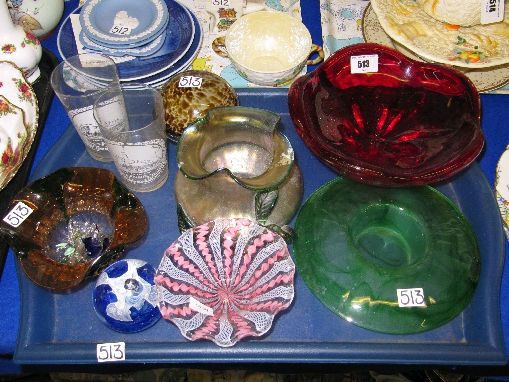 Appraisal: Tray lot of assorted Art Glass etc - Lattacino dish