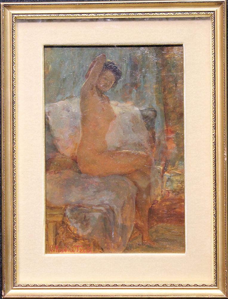 Appraisal: Signed Italian Impressionist Nude Woman Signed Italian Impressionist Nude Woman