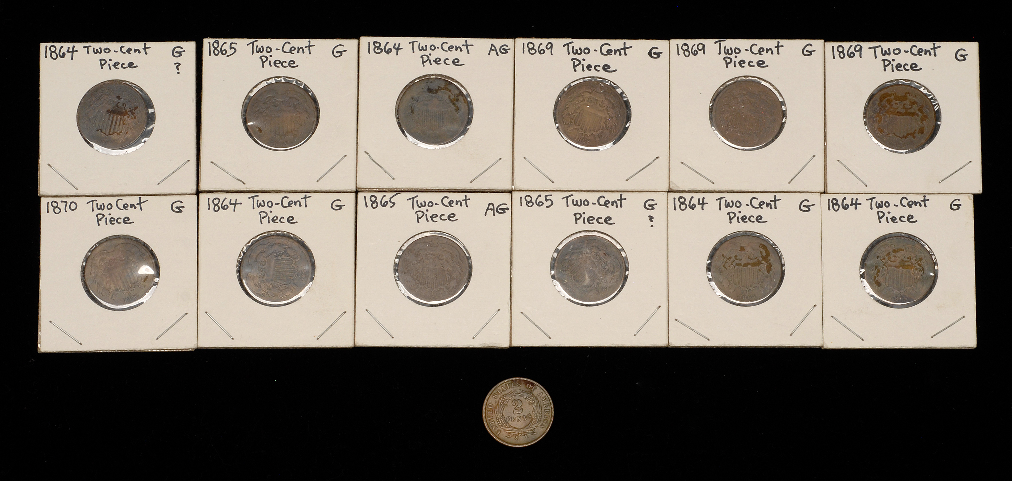 Appraisal: THIRTEEN U S CENT PIECES and Conditions vary