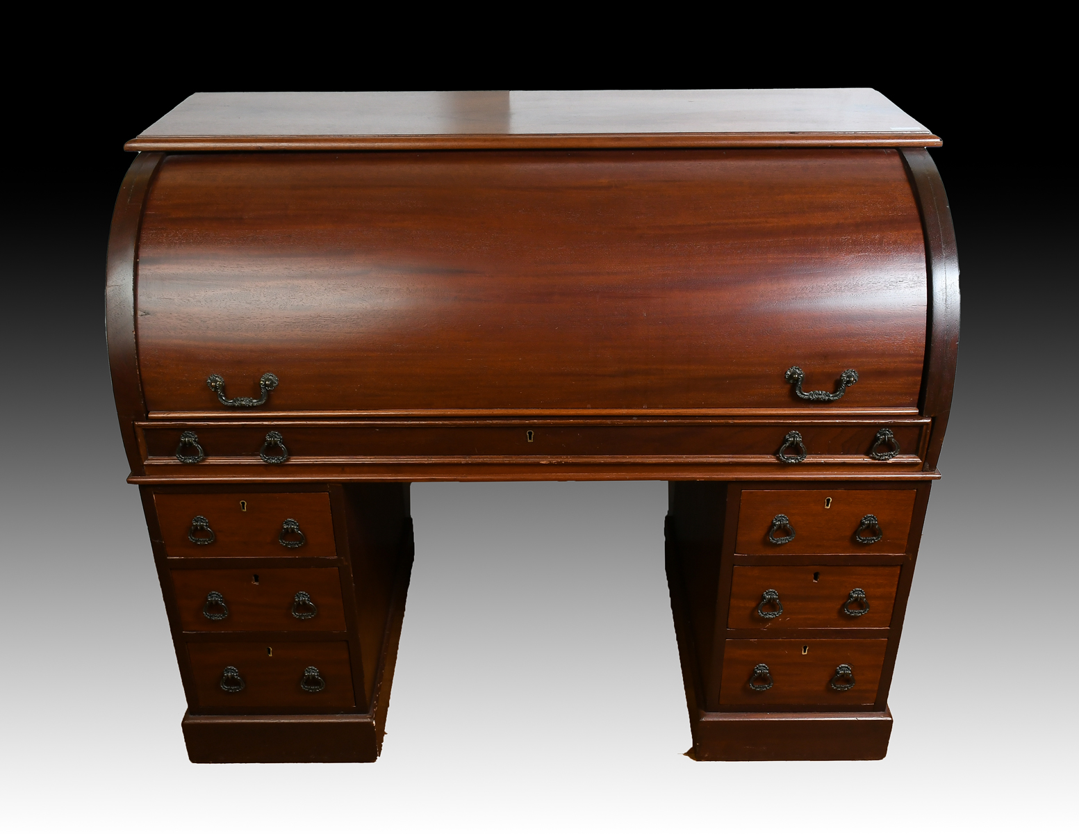 Appraisal: LATE TH CENTURY MAHOGANY CYLINDER ROLL DESK Antique cylinder desk