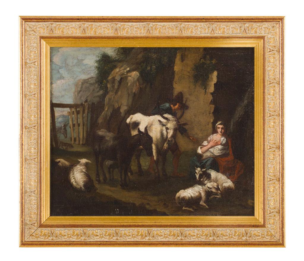 Appraisal: TH CENTURY ITALIAN SCHOOL THE FLIGHT INTO EGYPT Signed oil