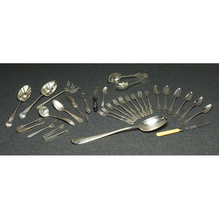 Appraisal: Silver utensils pieces assorted silver and other precious metals most