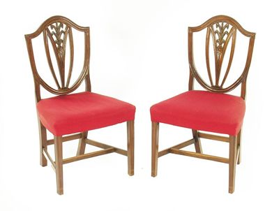 Appraisal: A set of six mahogany shield back side chairs the