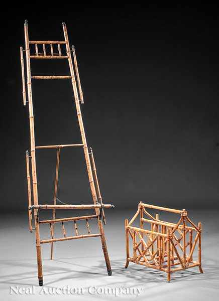 Appraisal: An Antique Bamboo Easel with spindled decoration splayed tripodal base