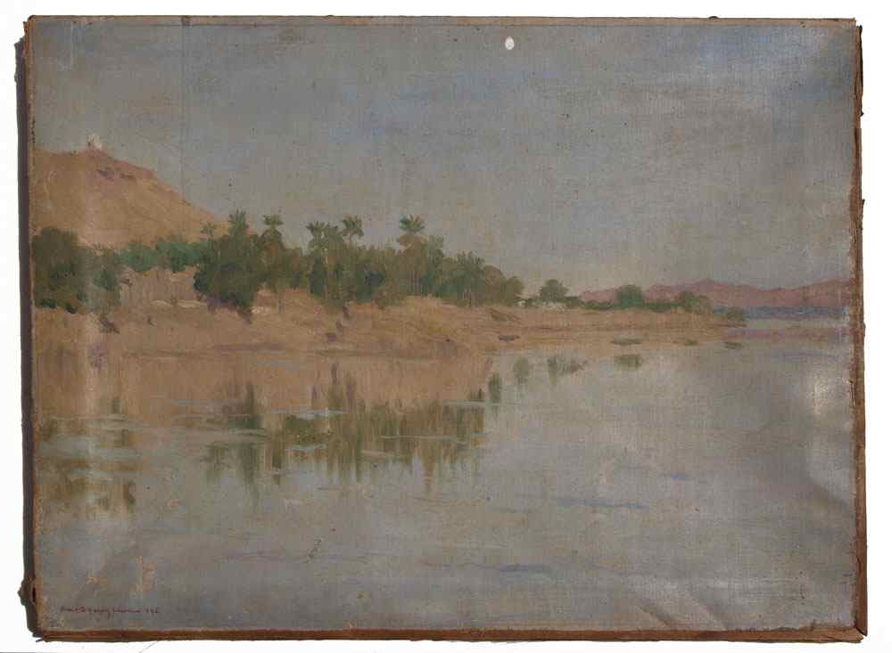 Appraisal: GAULEY Robert American - Desert Landscape by the Shore of