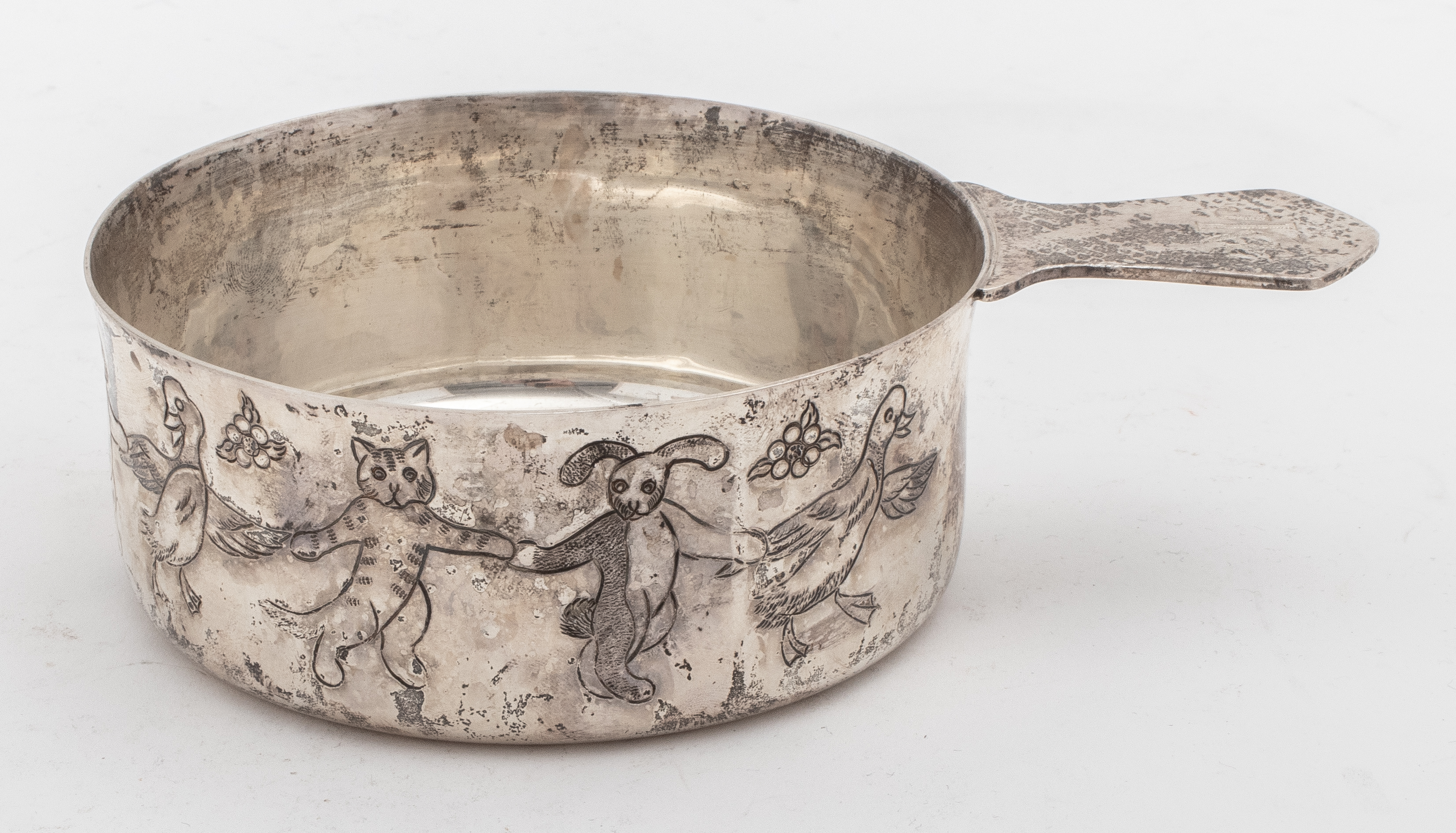 Appraisal: TIFFANY STERLING CHILD'S PORRINGER ANIMALS A Tiffany sterling silver child's